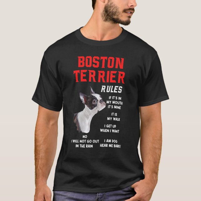 T-shirt Boston Terrier Règles Fun Chien Propriétaire Anima (Devant)