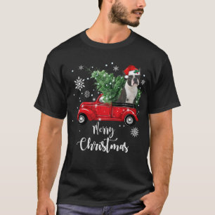 T-shirt Boston Terrier Ride Camion rouge Pyjama de Noël