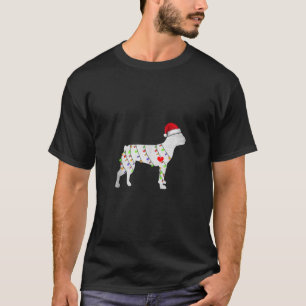 T-shirt Boston Terrier Santa Hat Noël Lumières Coeur Xm