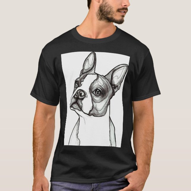 T-shirt Boston Terrier Sketch Scoop (Devant)