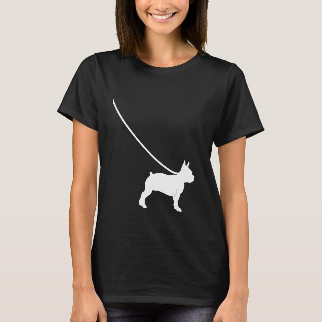 T-shirt Boston Terrier sur un chien en laisse Bostie Maman (Devant)