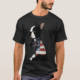 T-shirt Boston Terrier Tattoos I Love Papa Fête des pères