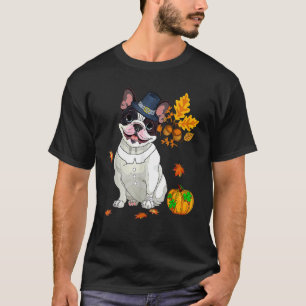 T-shirt Boston Terrier Thanksgiving Costume Pilgrim Turqui