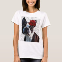 Boston Terrier with Rose on Head