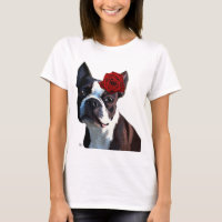 Boston Terrier with Rose on Head 2