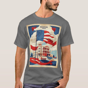 T-shirt Boston Texas Etats d'Amérique Tourisme Pos Vintage