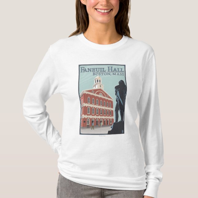 T-shirt Boston, vue de MassachusettsFaneuil Hall (Devant)