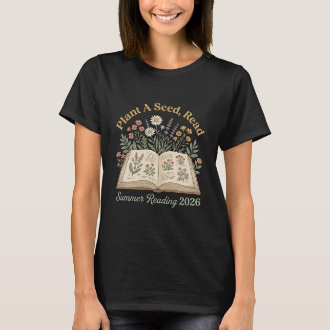 T-shirt Botanical Book Lover Cottagecore Wildflower Summer (Devant)