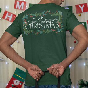 T-shirt Botanique Custom Text Festive Fête Noël