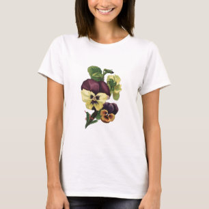 T-shirt Botanique vintage - pensées en fleur,
