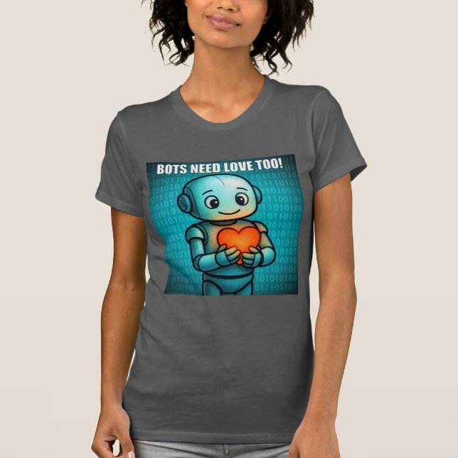 T-shirt Bots Need Love Too - Women's Asphalt Gray (Devant)