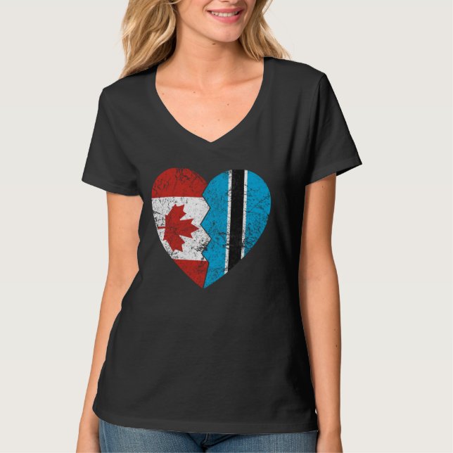 T-shirt Botswanan Drapeaux canadiens Coeur Canada Botswana (Devant)