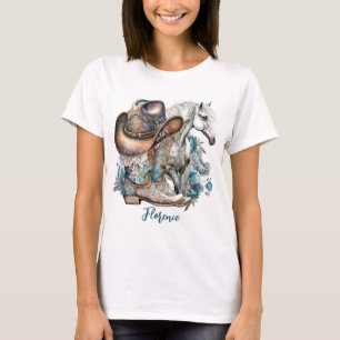 T-shirt Botte de cheval Cowgirl bottes de cowboy casquette