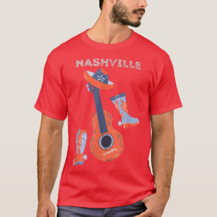 T-shirt Botte de cowboy de Nashville casquette et guitare