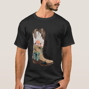 T-shirt Botte de cowgirl du désert occidental Route panora