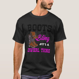 T-shirt Botte de fille Bling Pays Vintage Rodéo du Sud