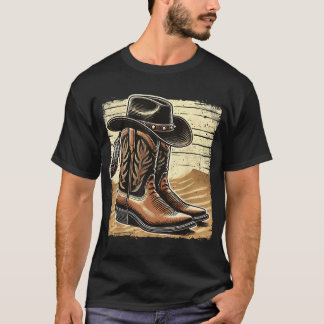 T-shirt Bottes Cowboy Et Pays Occidental Casquette
