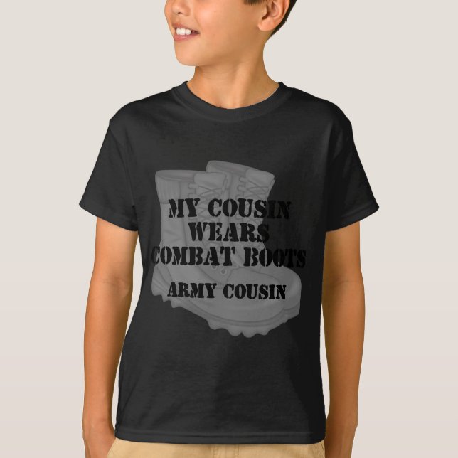 T-shirt Bottes de combat de cousin d'armée (Devant)