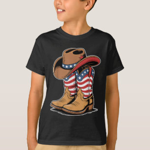 T-shirt Bottes de cowboy drapeau américain patriotique occ
