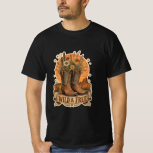 T-shirt Bottes de cowboy sauvages et libres Western Wildfl