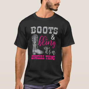 T-shirt Bottes de cowgirl Bling Femmes Mignon Amour Vie de