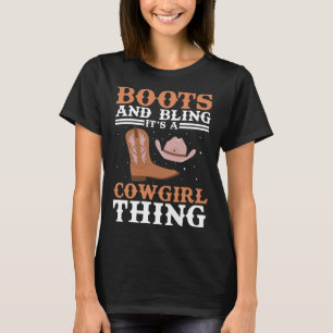 T-shirt Bottes de cowgirl Bling Femmes Mignon Amour Vie de