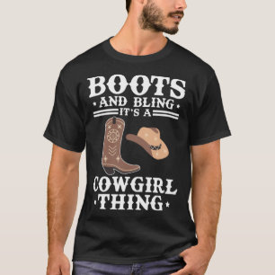 T-shirt Bottes de cowgirl Bling Femmes Mignon Amour Vie de