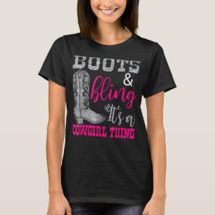 T-shirt Bottes de cowgirl drôles Bling Femmes  Mignon Amou