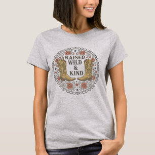 T-shirt Bottes de cowgirl sauvage et gentille Fleur Slogan