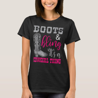 T-shirt Bottes de fille Bling Femmes mignonne Amour Pays V