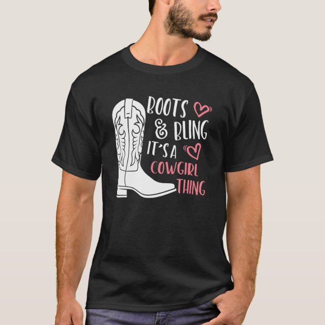 T-shirt Bottes de fille de campagne mignonnes ça brille un (Devant)