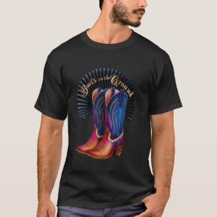 T-shirt Bottes de ligne de danse rétro western cowgirl cow
