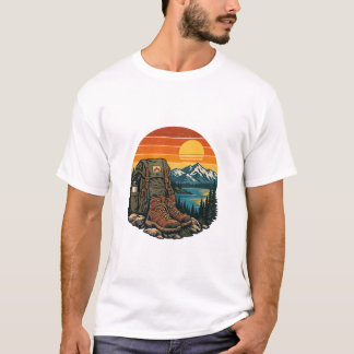 T-shirt Bottes de randonnée vintage sur le sentier du couc