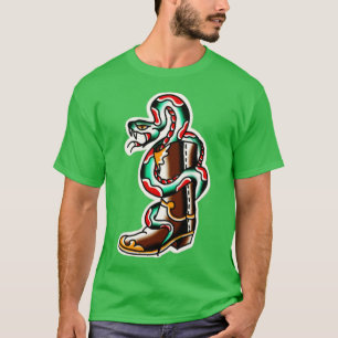 T-shirt bottes de serpent tatouage traditionnel boisé