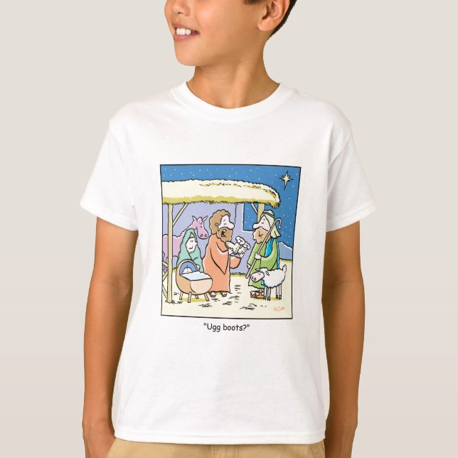T-shirt Bottes d'Ugg de bande dessinée de Noël (Devant)