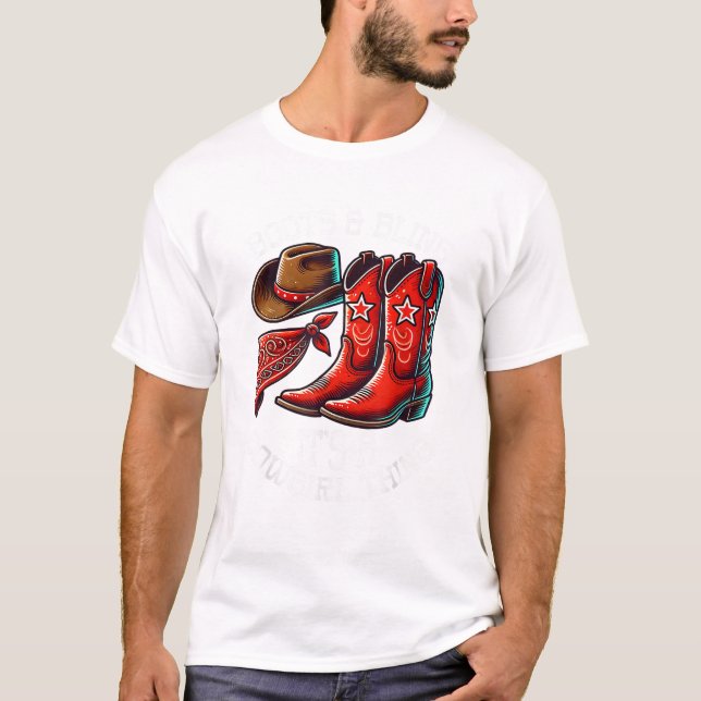 T-shirt Bottes et bling Cowgirl Rodeo Horseback équitation (Devant)