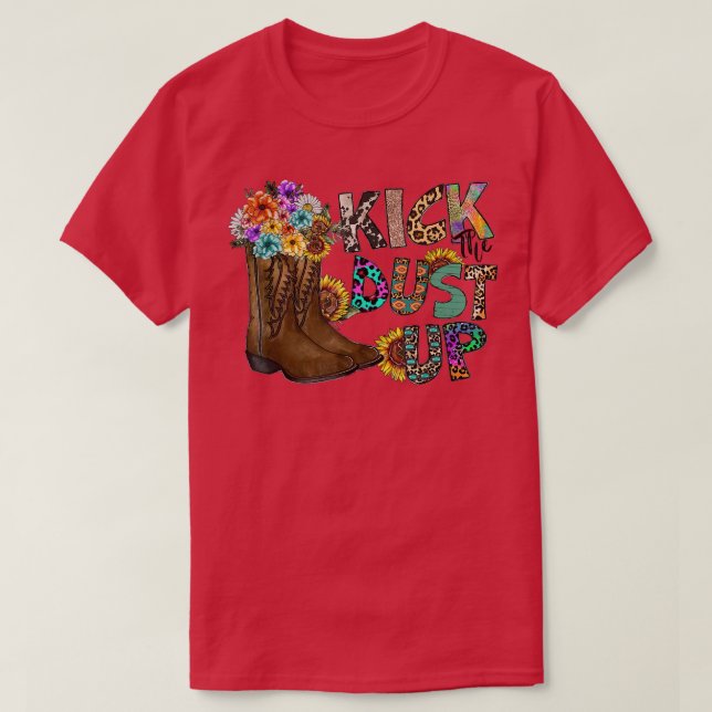 T-shirt Bottes Florales de cowgirl coup poussoir vers le L (Design devant)