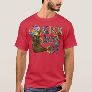T-shirt Bottes Florales de cowgirl coup poussoir vers le L