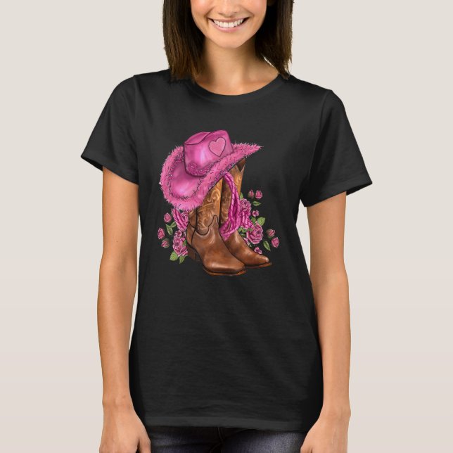 T-shirt Bottes Florales De Femme Rose Et Casquette Valenti (Devant)