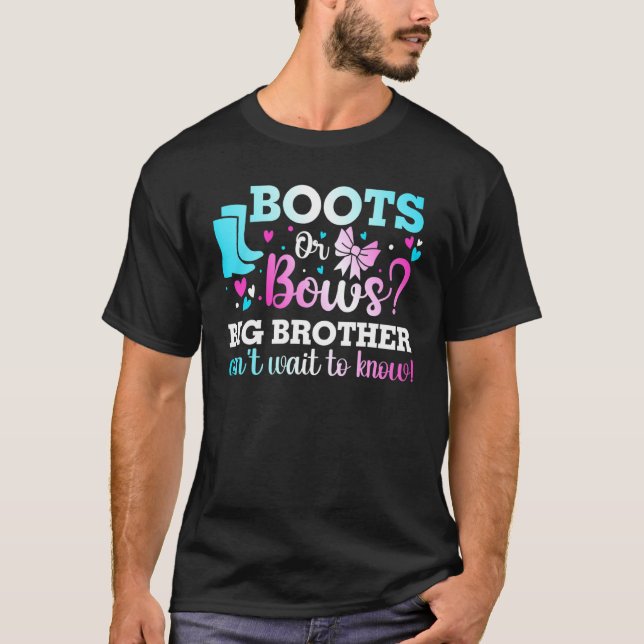 T-shirt Bottes Ou Bows Big Brother Genre Révéler Baby Show (Devant)