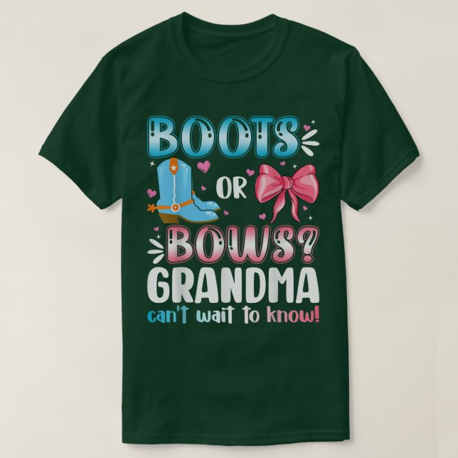 T-shirt Bottes Ou Bows Grand-mère Baby shower Révélateur S (Design devant)