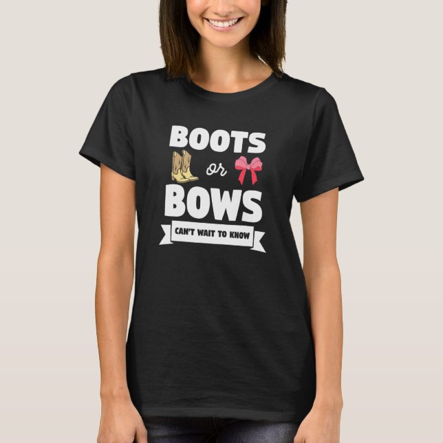 T-shirt Bottes Ou Bows Grossesse Faire-part Sexe Révélatio (Devant)