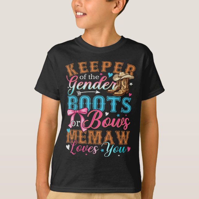 T-shirt Bottes Ou Bows Maw Loves You Gender Reveillez Fami (Devant)