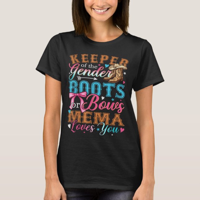 T-shirt Bottes Ou Bows Mema Vous Aime Genre Révéler Famill (Devant)