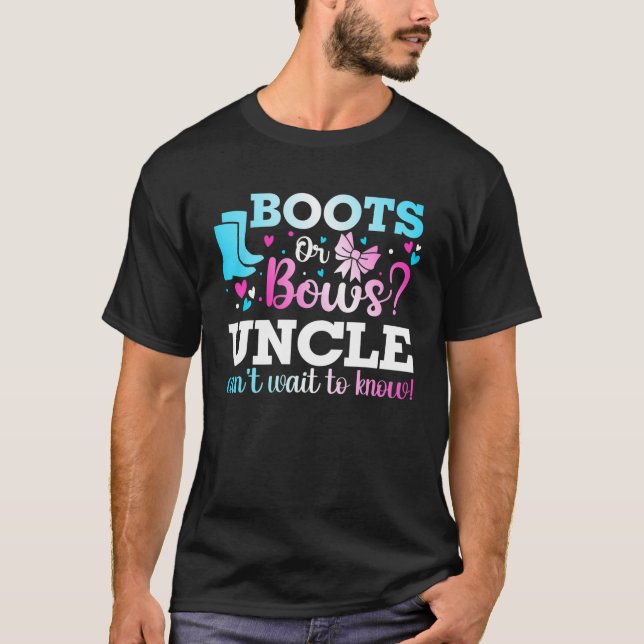 T-shirt Bottes Ou Bows Oncle Sexe Révéler Baby shower Anno (Devant)