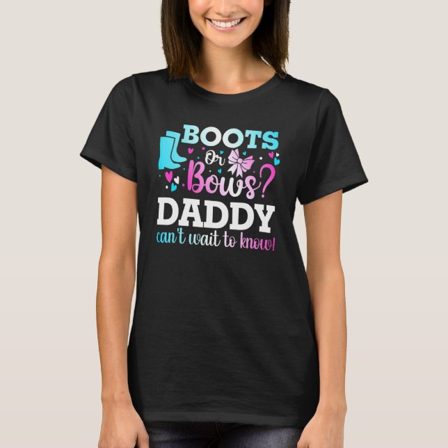 T-shirt Bottes Ou Bows Papa Baby shower De Révélation De S (Devant)