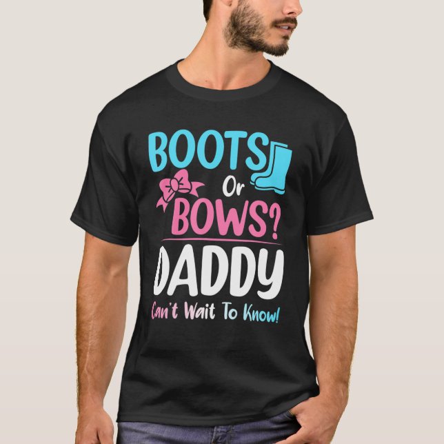 T-shirt Bottes Ou Bows Papa Genre Révéler Grossesse Announ (Devant)