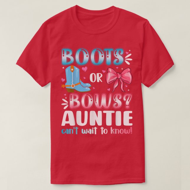 T-shirt Bottes Ou Bows Tante Sexe Révéler Baby shower Avan (Design devant)