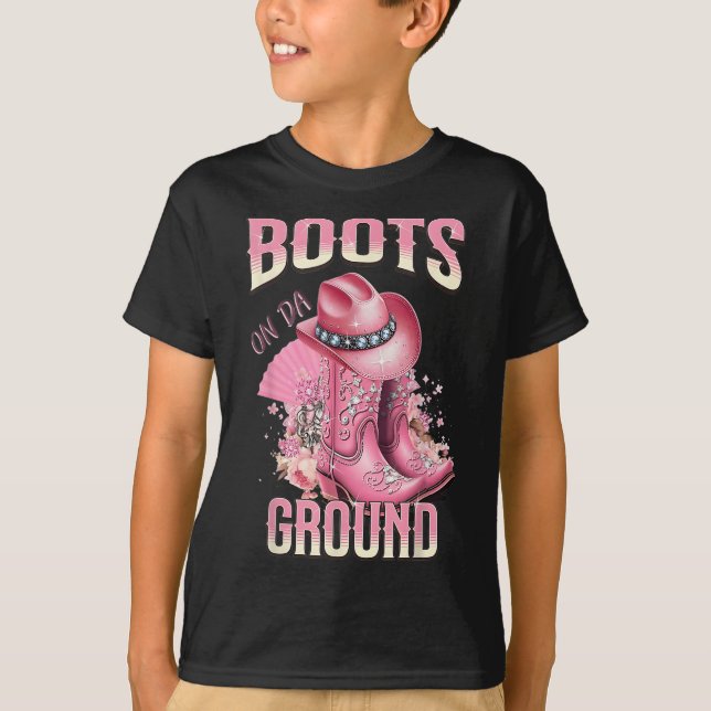 T-shirt Bottes Roses Sur Da Grace Western Cowgirl Casquett (Devant)