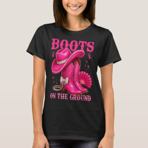 T-shirt Bottes Sur Le Sol Pink Cowgirl Cancer Du Sein Wes